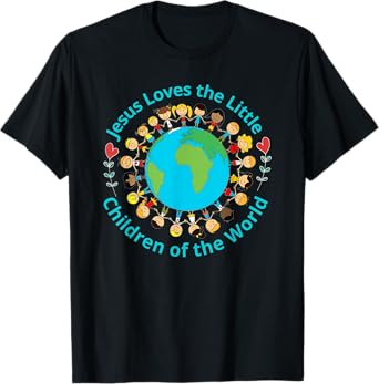 Jesus Loves Children Of World Christian Mother Teacher Kids T-Shirt