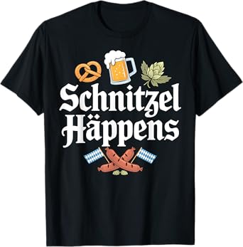 Schnitzel Happens Funny German Beer Pretzel Oktoberfest T-Shirt
