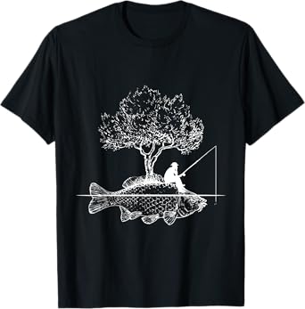 Fishing Fish Island Surreal Carp Angler T-Shirt