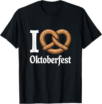 I Love Oktoberfest Pretzel Heart Design Foodie German Food T-Shirt
