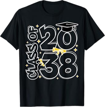 Class Of 2038 Grow With Me First Day Of School Graduation T-Shirt