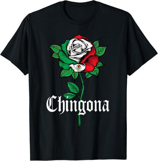Chingona Shirt Women Girl Teen Mexico Mexican American Flag T-Shirt