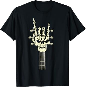 Rock On Skeleton Hand Guitar Rock & Roll Men Women Rock Band T-Shirt