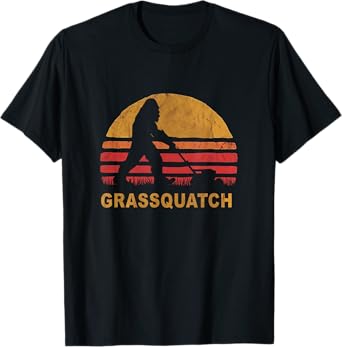Funny Lawn Mowing Sasquatch Grassquatch Bigfoot Lawn Mower T-Shirt