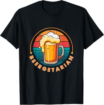 Beergitarian Retro Sunset Funy Beer Enthusiast Drinking T-Shirt