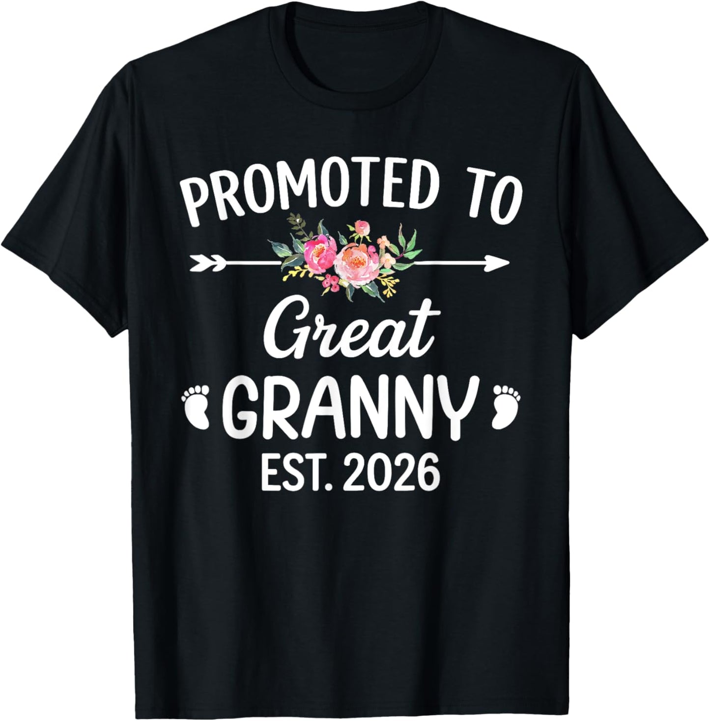 Promoted To Great Granny Est 2026 Flower T-Shirt