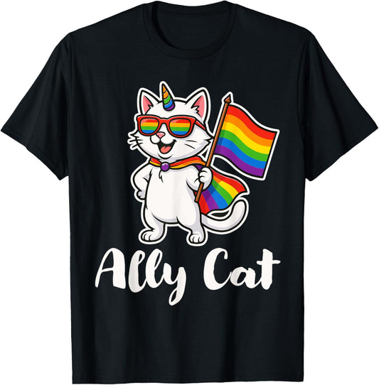 Ally Cat LGBTQ+ Gay Pride 2025 T-Shirt