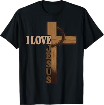 I Love Jesus Christian Cross God Faith Bible Religious Pray T-Shirt
