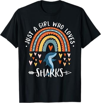 Just A Girl Who Loves Sharks Rainbow Gifts For Shark Lover T-Shirt
