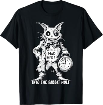 Creepy Cheshire Cat in Wonderland Gothic Fantasy Art Horror Men Women T-Shirt