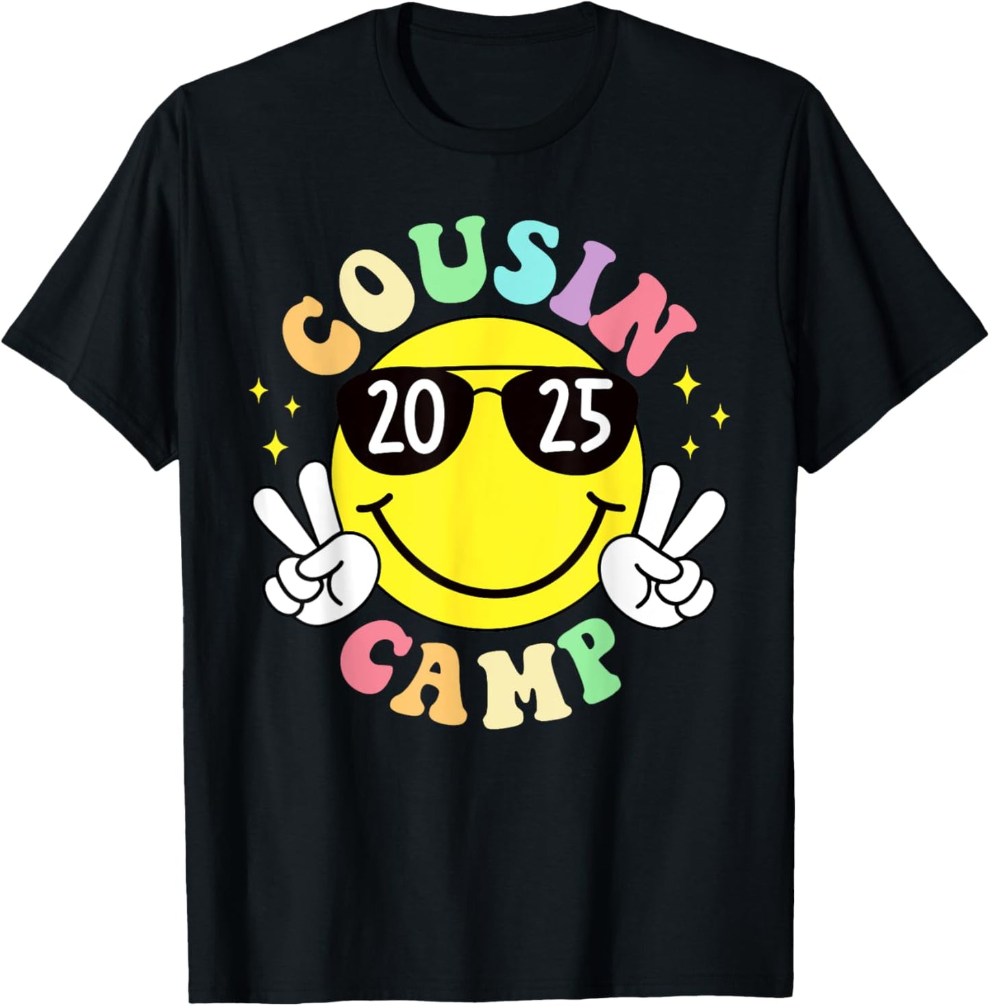 Cousin Camp 2025 Camping Campfire Summer Vacation Family T-Shirt