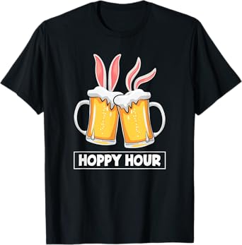 Hoppy Hour Funny Easter Beer Pints Bunny Ears Drinking Gift T-Shirt