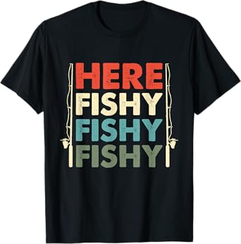 Trendy American I Love Fishing T-Shirt - Unisex Adult, Black, Short Sleeve, Classic Fit, Small