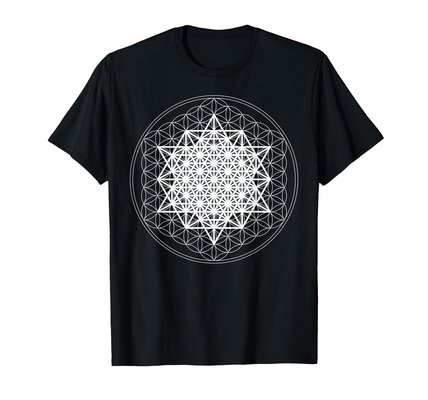 64 Tetrahedron White Sacred Geometry Flower of Life Divine T-Shirt