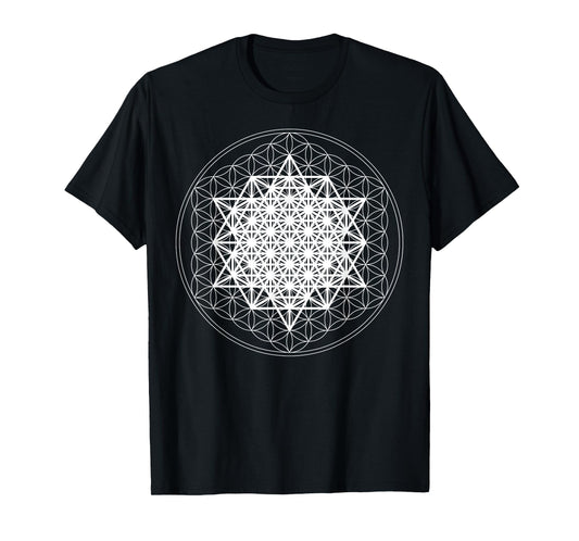 64 Tetrahedron White Sacred Geometry Flower of Life Divine T-Shirt