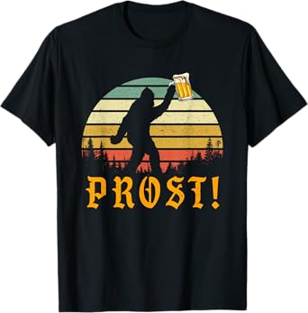 Vintage PROST! Bigfoot Yeti Drinking Beer German Oktoberfest T-Shirt