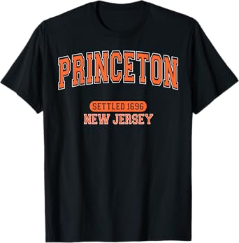 Princeton New Jersey Settled 1696 Vintage Arched Orange T-Shirt