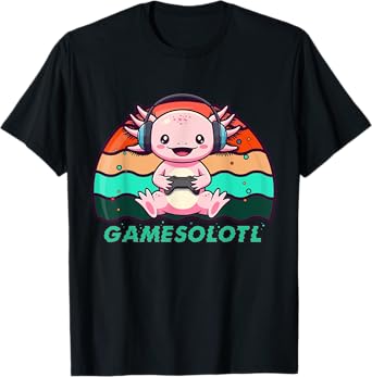 Gamesolotl Axolotl Gamer Kawaii Anime Boys Girls Gaming T-Shirt