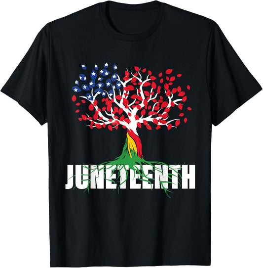 American Grown African Root Tree Juneteenth Black Freedom T-Shirt
