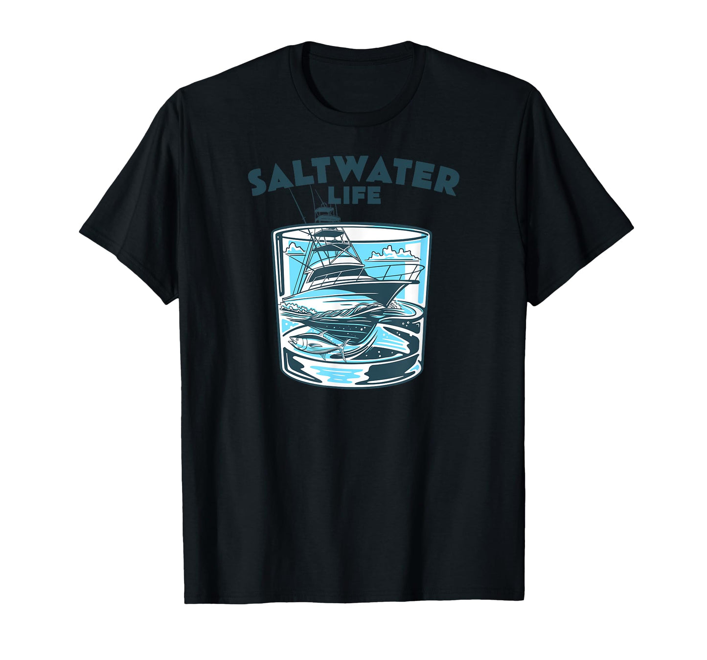 Saltwater Fishing Saltwater Life Glasses and Waves High Seas T-Shirt