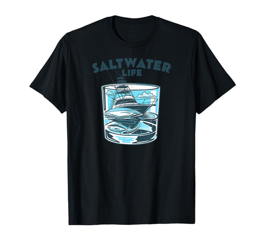 Saltwater Fishing Saltwater Life Glasses and Waves High Seas T-Shirt