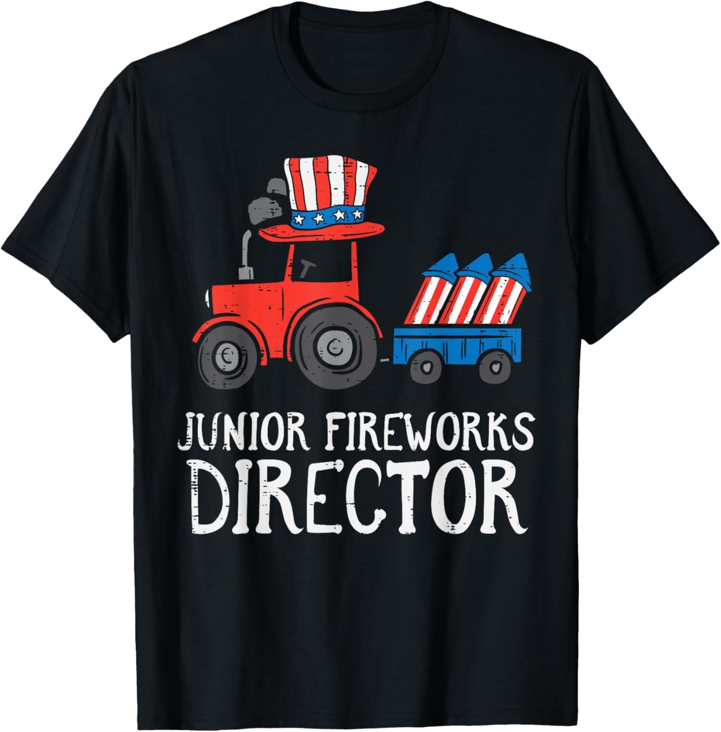 Junior Fireworks Director Tractor 4th Of July Boys Kids T-Shirt