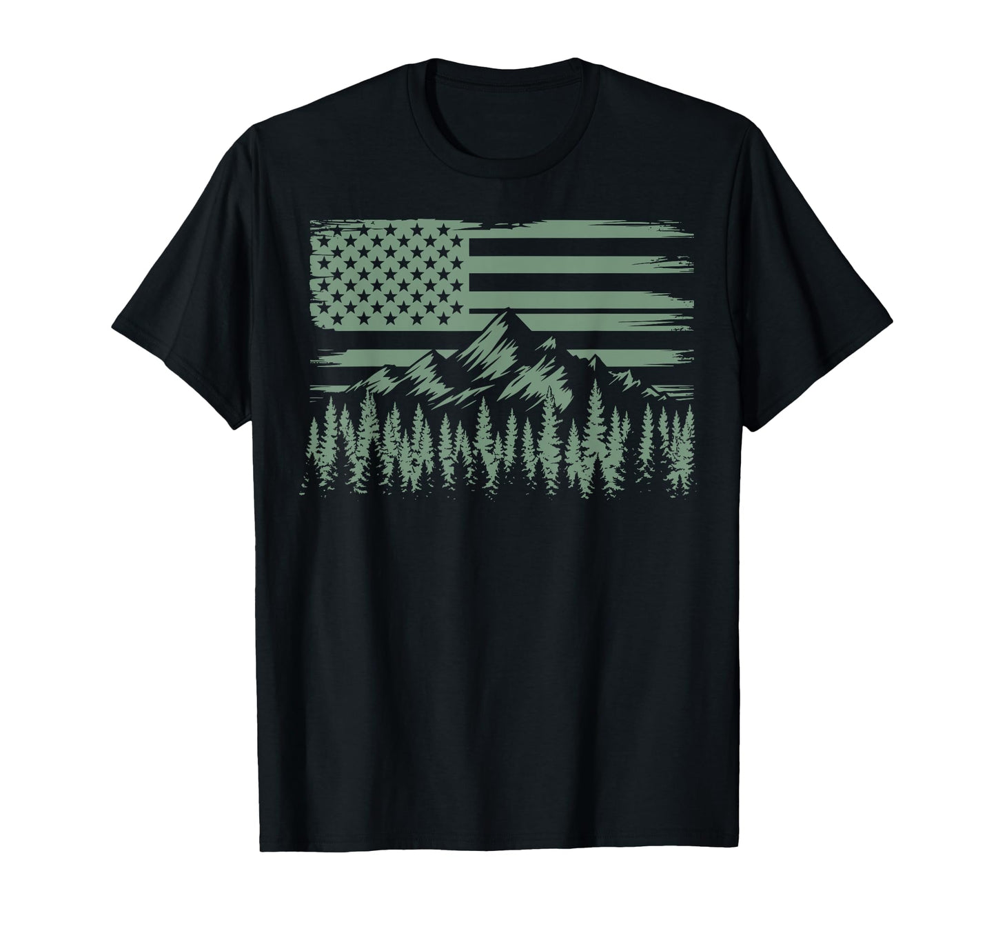 Nature Landscape USA Flag Outdoor Wildlife Hiking T-Shirt
