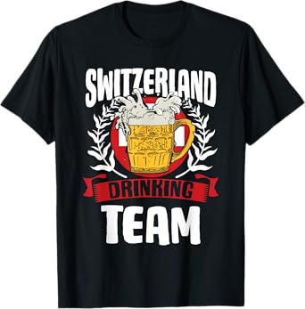 Switzerland Drinking Team Helvetia Swiss Flag Beer Lover T-Shirt