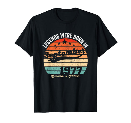 Vintage 48th Birthday Legends Were Born In September 1977 T-Shirt