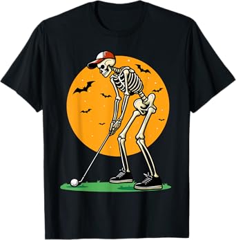 Halloween Golf Skeleton Golfer Funny Halloween Golfing T-Shirt