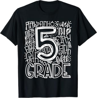 5th Grade Typography Team Fifth Grade Teacher Back To School T-Shirt for Men Women Kids