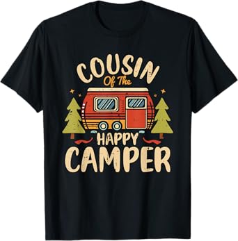 Cousin of Happy Camper 1st Birthday Party Retro Cousin T-Shirt