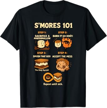 Smores 101 Marshmallow Campfire Funny Camping T-Shirt