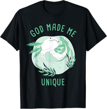 God Made Me Unique – Cute Axolotl Christian Faith Cartoon T-Shirt