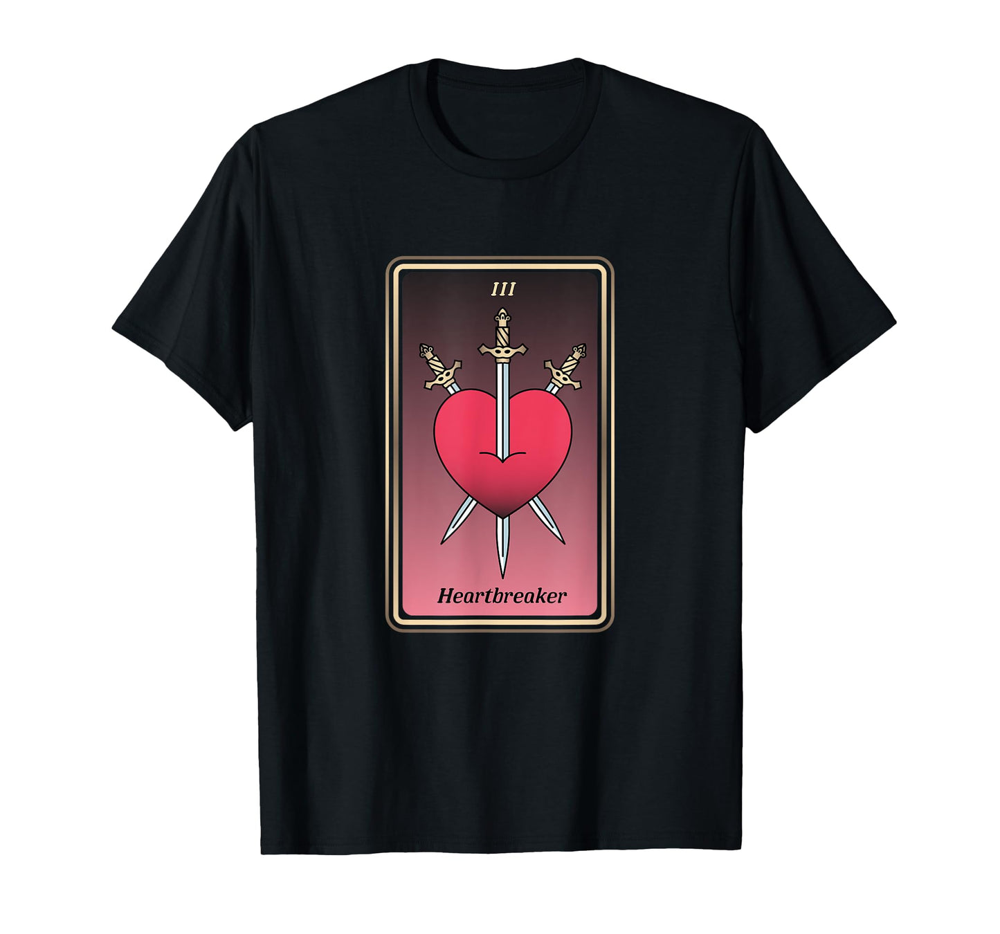 Anti-Valentine Tarot Card Heartbreaker Three Of Swords T-Shirt