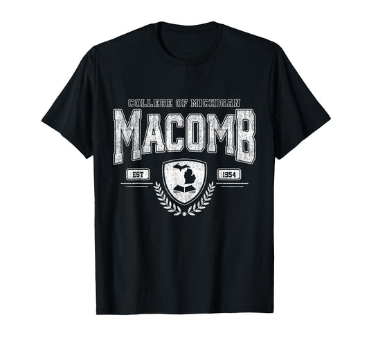 Macomb Arch Retro University Athletic Sports Tee Men Women T-Shirt