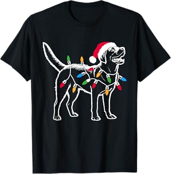 Funny Santa Labrador Retriever Christmas Lights Dog Lover T-Shirt for Men Women