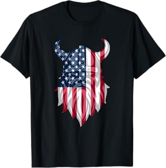 USA Flag Vikings Norsemen Nordic Scandinavia Valhalla Gothic T-Shirt
