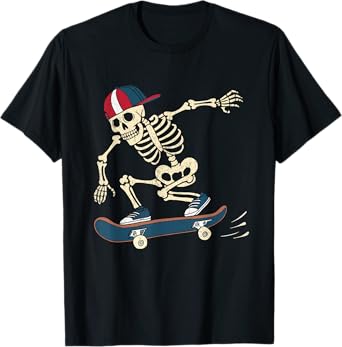 Skateboard Skeleton Halloween Skateboarding Skater Mens Boys T-Shirt