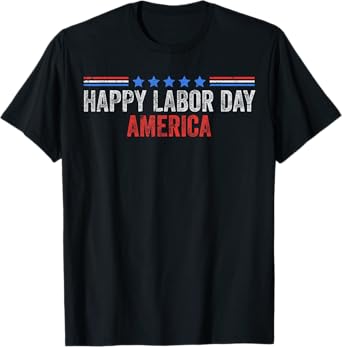 Vintage Happy Labor Day America Crew USA Flag Patriotic T-Shirt
