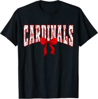 Cardinals Floral Toile Red Coquette Bow Girls Womens Kids T-Shirt