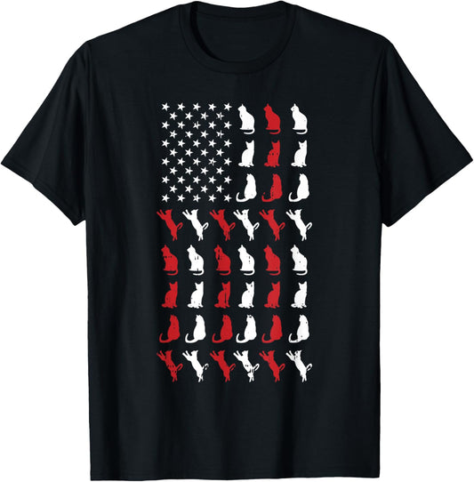 Patriotic Cat 4th Of July Vintage American Flag Pet Lover T-Shirt