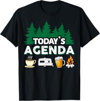 Today's Agenda | Coffee Camping Beer Campfire | Camper T-Shirt