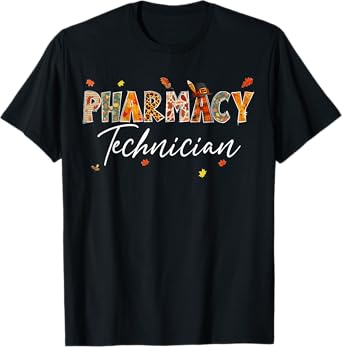Funny Pharmacy Technician Pumpkin Autumn Tree Fall Leaves T-Shirt