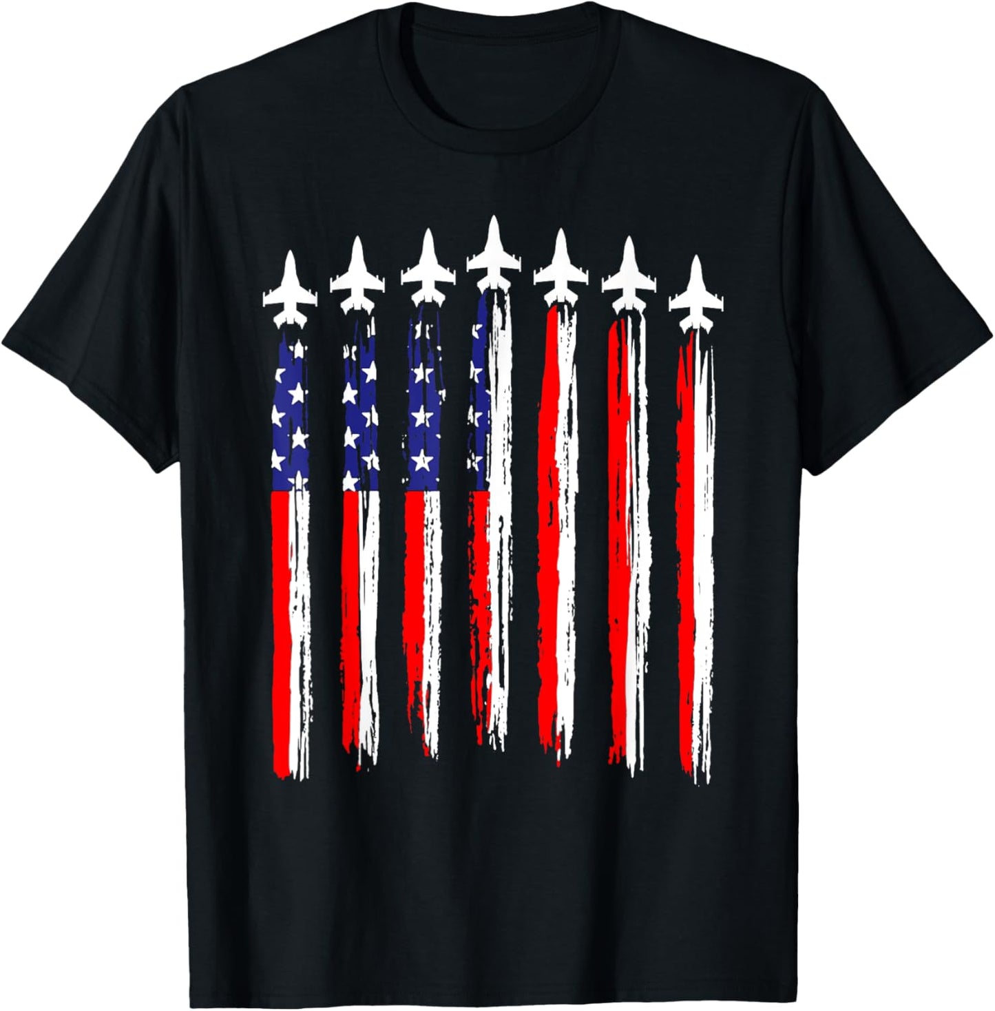 American Patriotic Fighter Jets USA Flag Waving 4th of July T-Shirt
