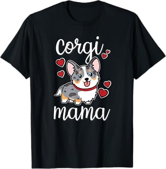 Funny Kawaii Mama Mom Cardigan Blue Merle Corgi Lover T-Shirt