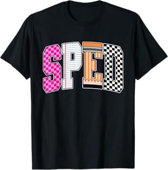 Retro Checkered Funny Sped Back To School Occupation Teacher T-Shirt