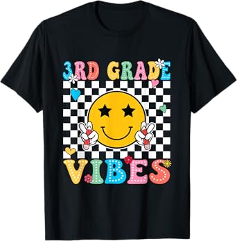 Girls 3rd Grade Vibes Smile Face Back to School Third grade T-Shirt