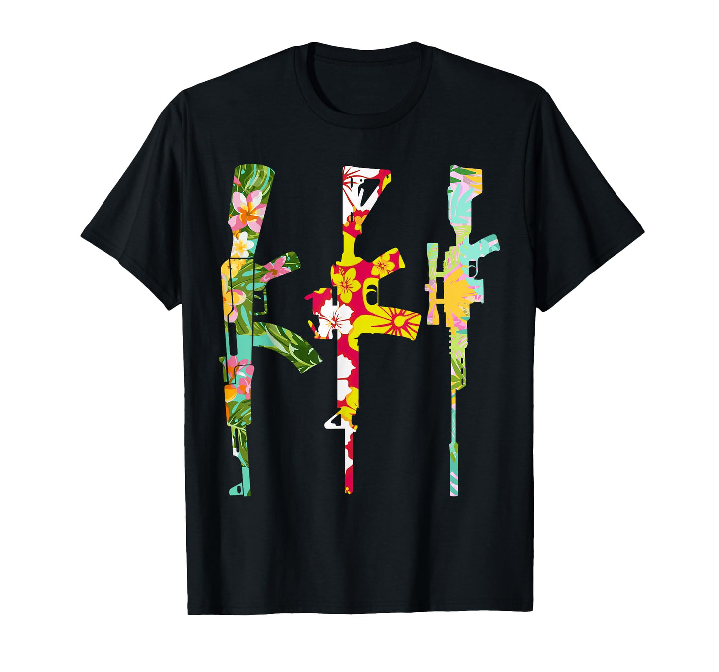 Tropical Gun Lover Firearm Beach Hawaiian Birthday AK AR 308 T-Shirt