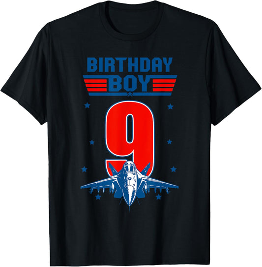 9 Year Old Birthday Boy Airplane Pilot 9th Birthday T-Shirt